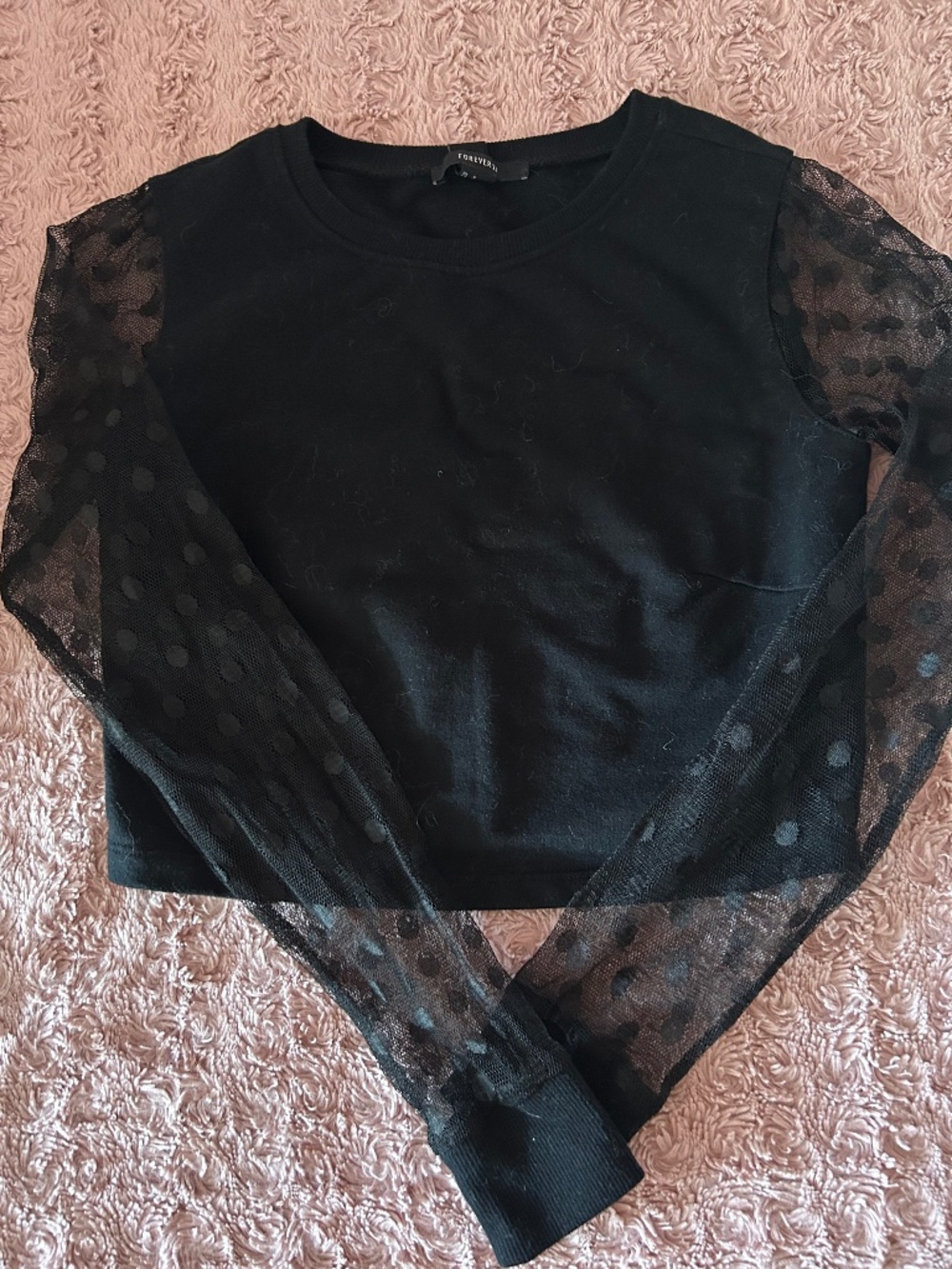 Black Crop Top with Long Sleeves